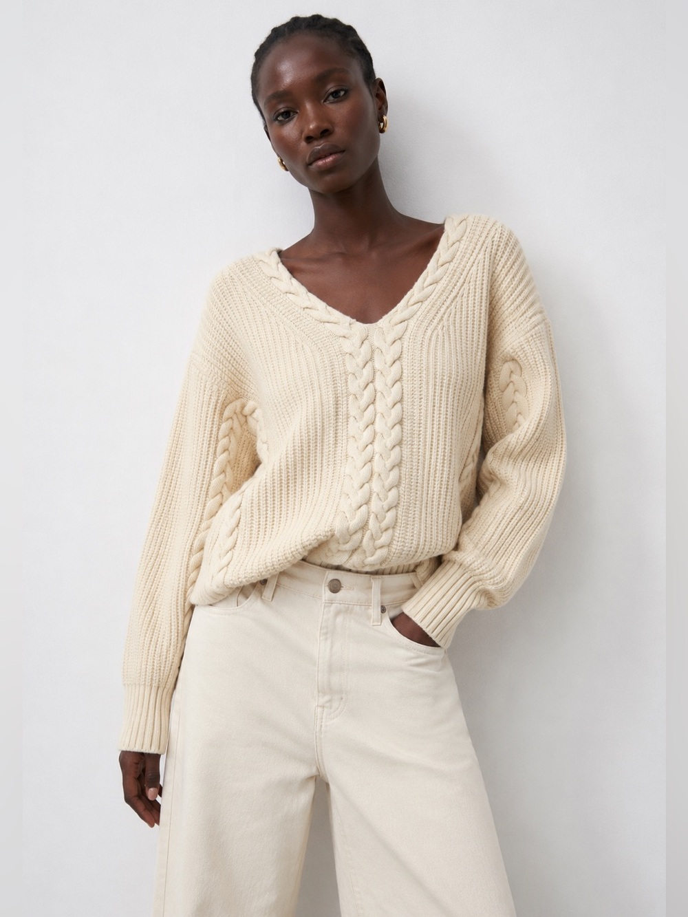 Cream Cable Knit Sweater – Approx. Women’s Large